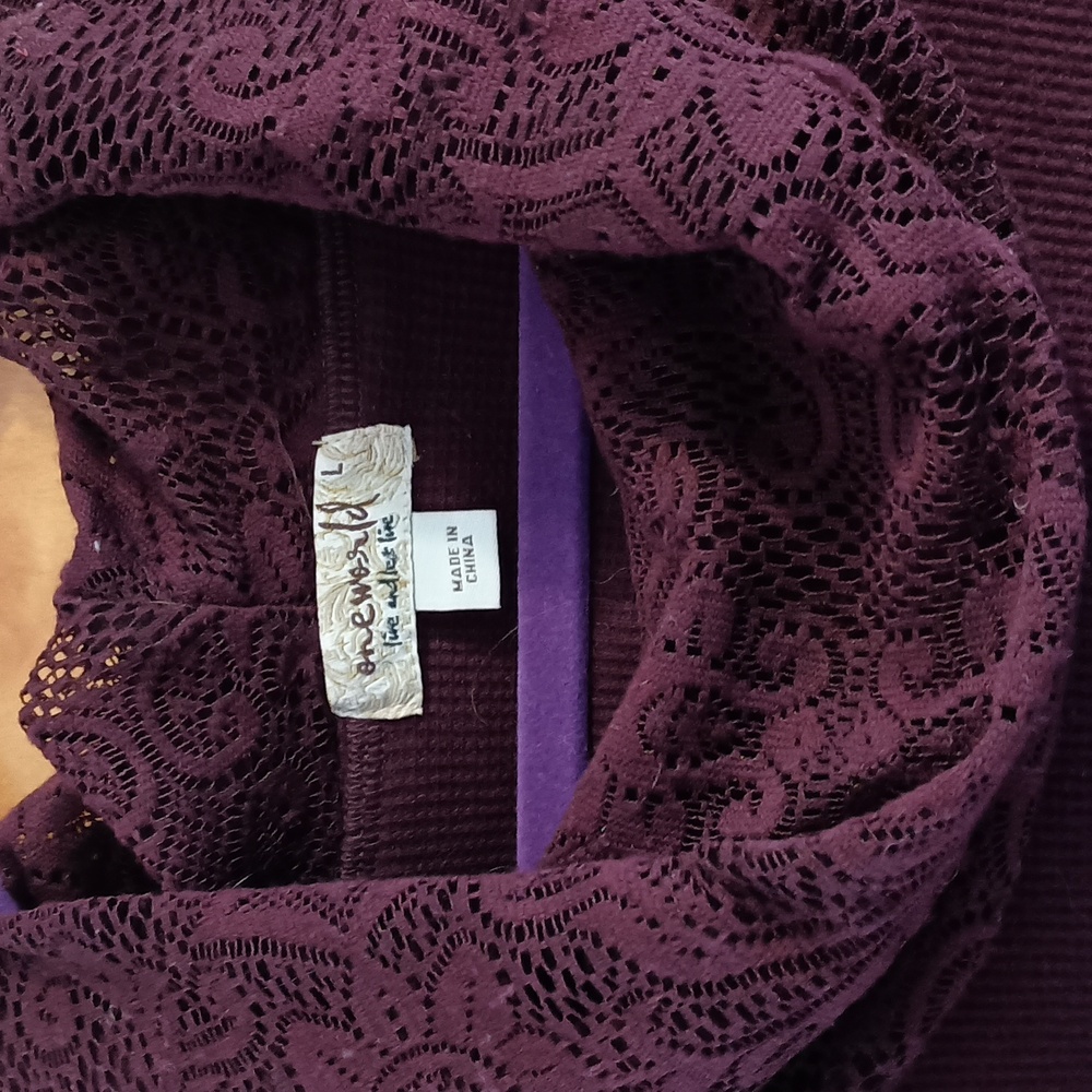 ONE WORLD Deep Purple Cowl Neck Sweater - Picture 2 of 3